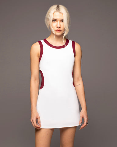 Aperture Dress - White/Earth Red