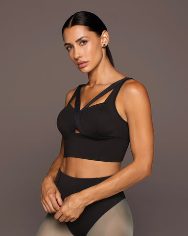 Feline Longline Bra - Black