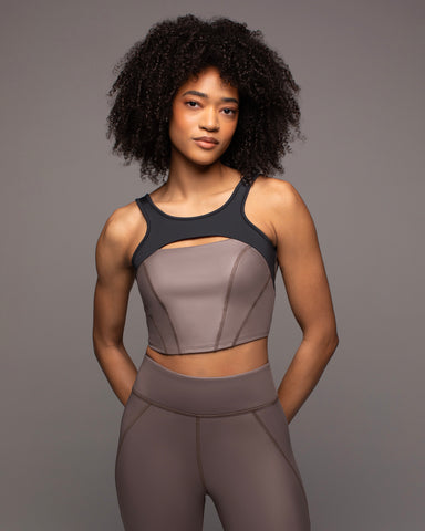 Fusion Gloss Bustier - Bronzed Pewter/Black