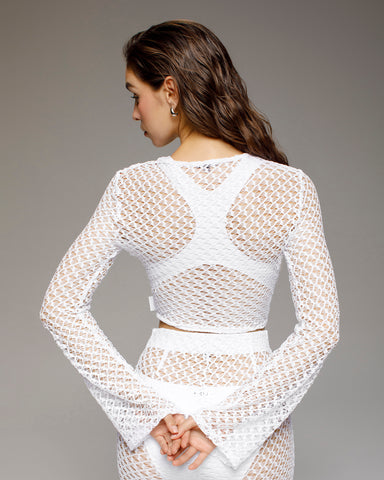 Merletto Long Sleeve Top - White