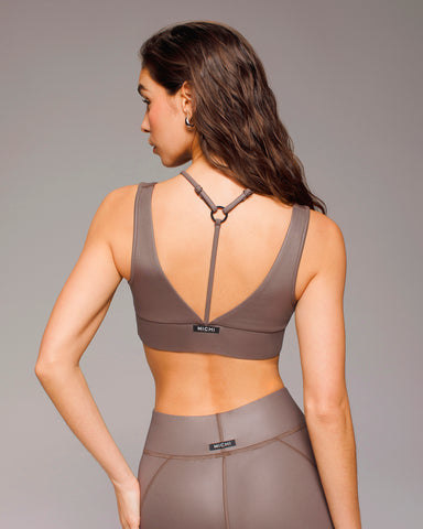Odyssey Gloss Longline Bra - Bronzed Pewter