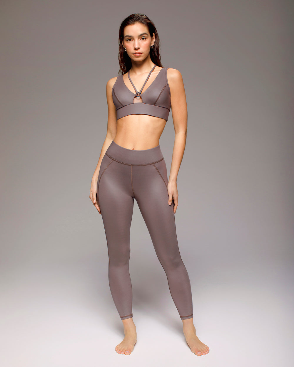 Odyssey Gloss Longline Bra - Bronzed Pewter