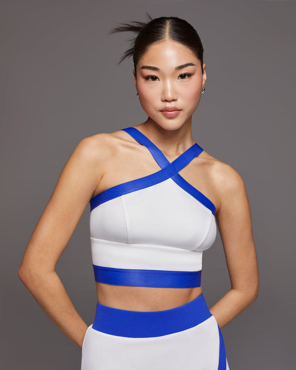 Playa Longline Bra - White/Royal Blue