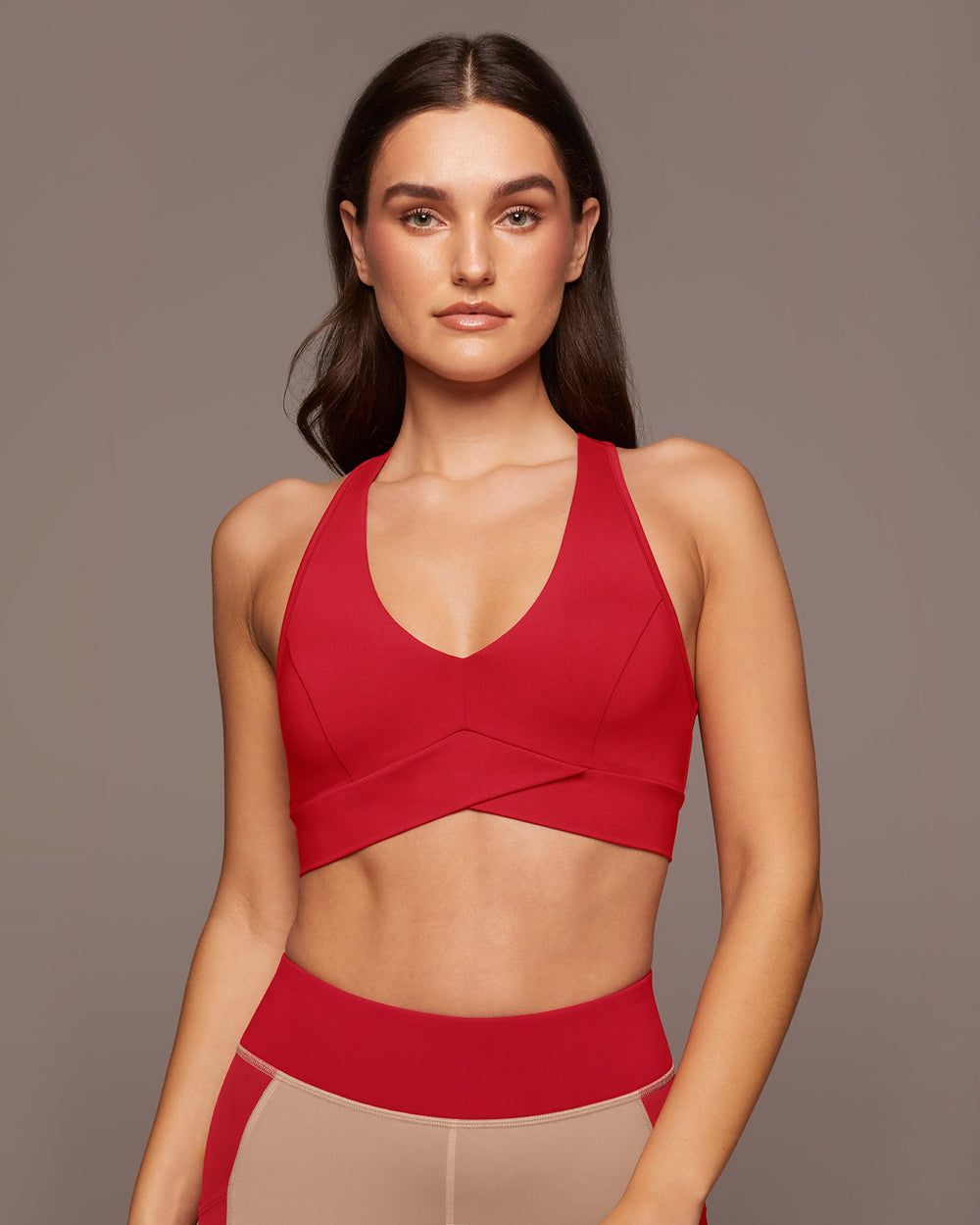 Ray V-Neck Longline Bra - Fire Red