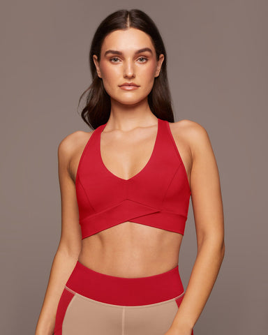 Ray V-Neck Longline Bra - Fire Red