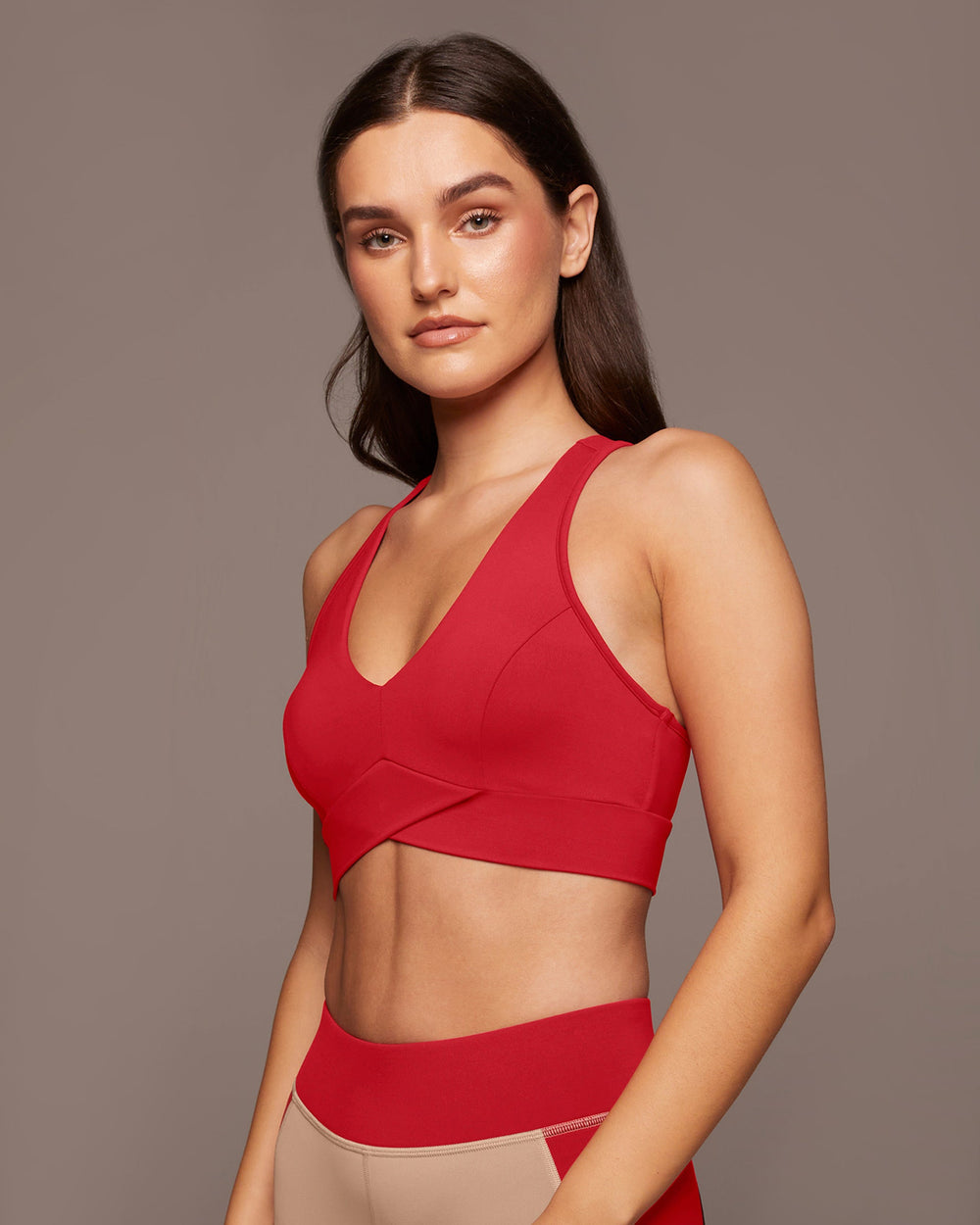 Ray V-Neck Longline Bra - Fire Red