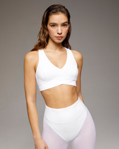 Ray V-Neck Longline Bra - White
