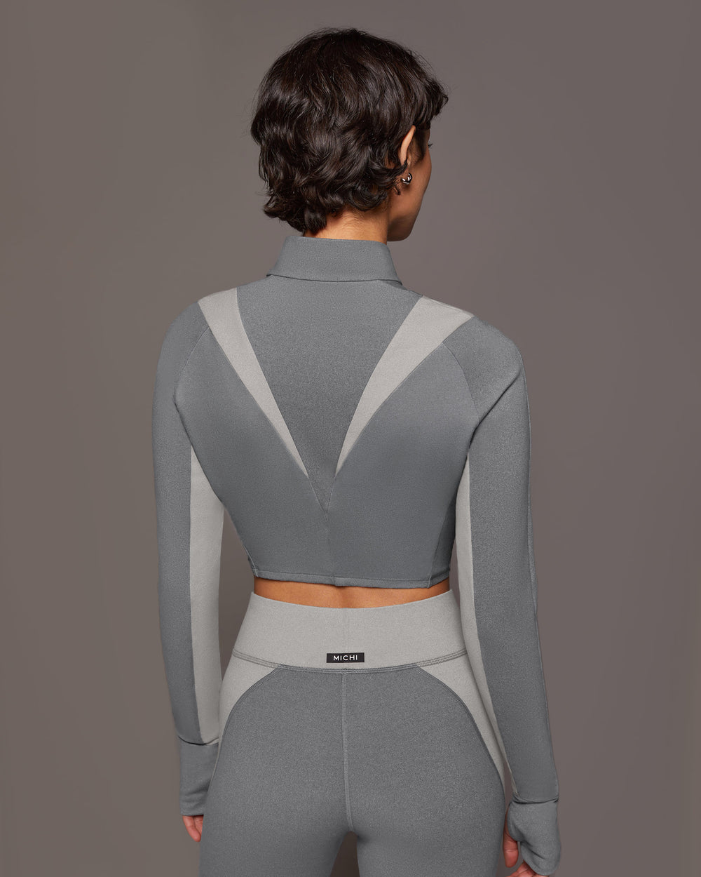 Nordic W.Compress L/S Crop Top - Moonstone/Granite Grey