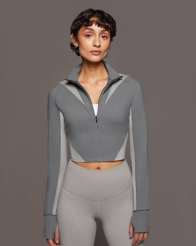 Nordic W.Compress L/S Crop Top - Moonstone/Granite Grey