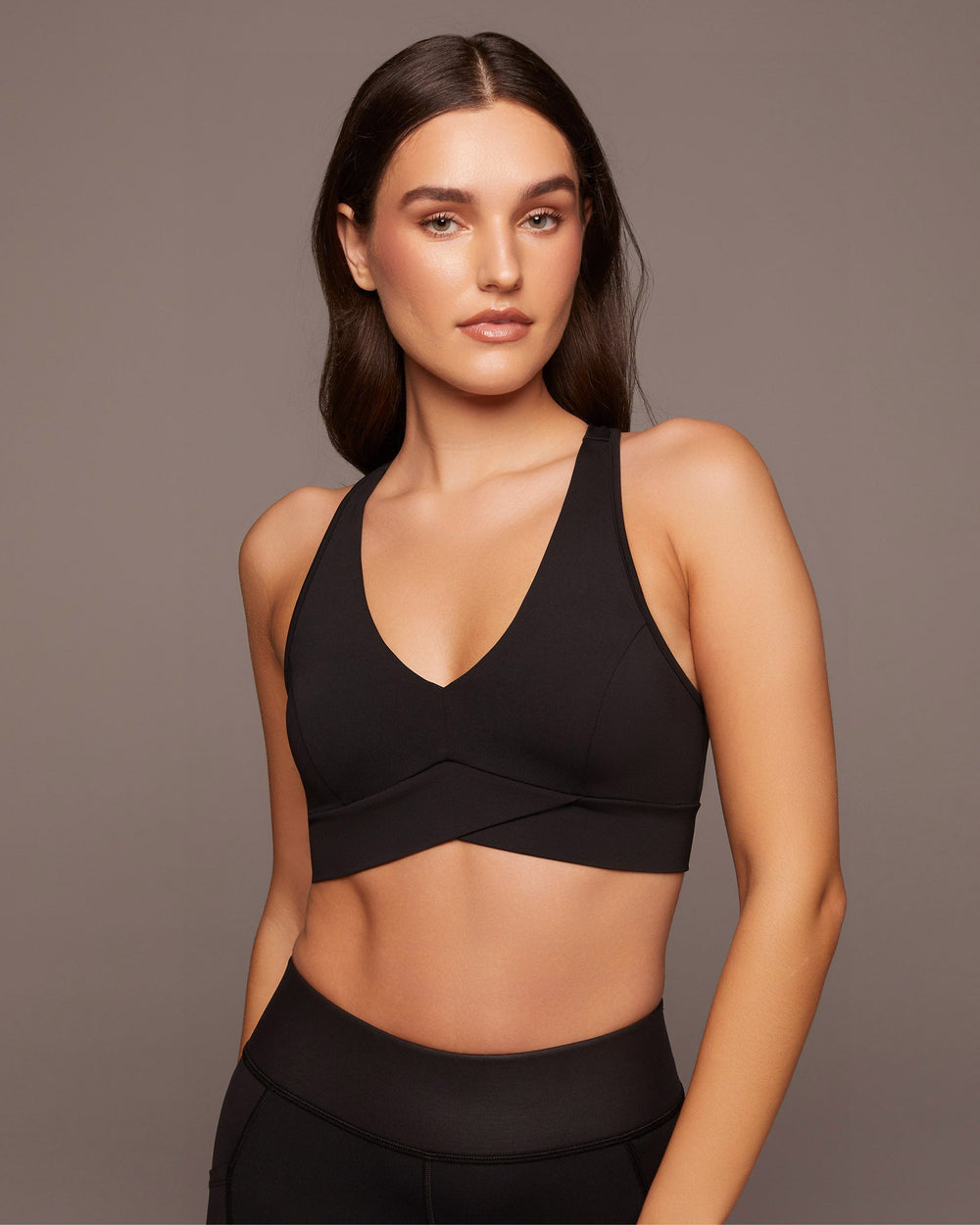 Ray V-Neck Longline Bra - Black