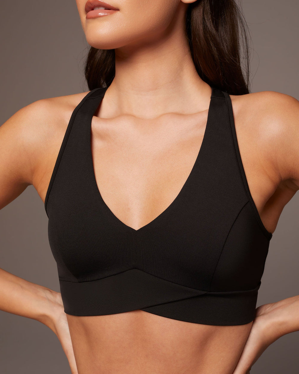 Ray V-Neck Longline Bra - Black