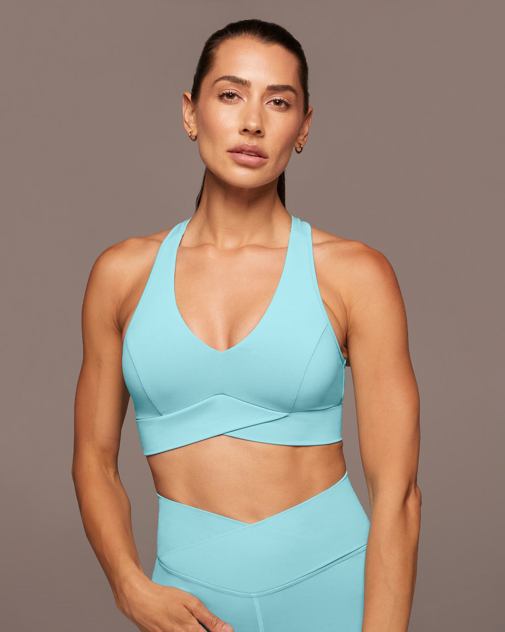 Ray V-Neck Longline Bra - Island Blue