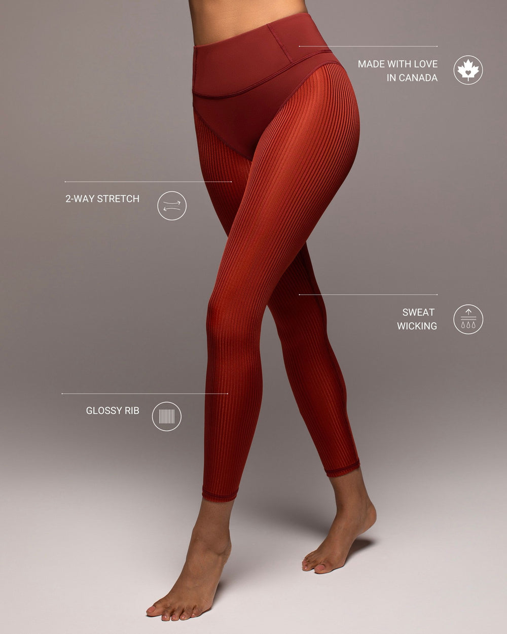 Ambient Ribbed Legging - Terracotta