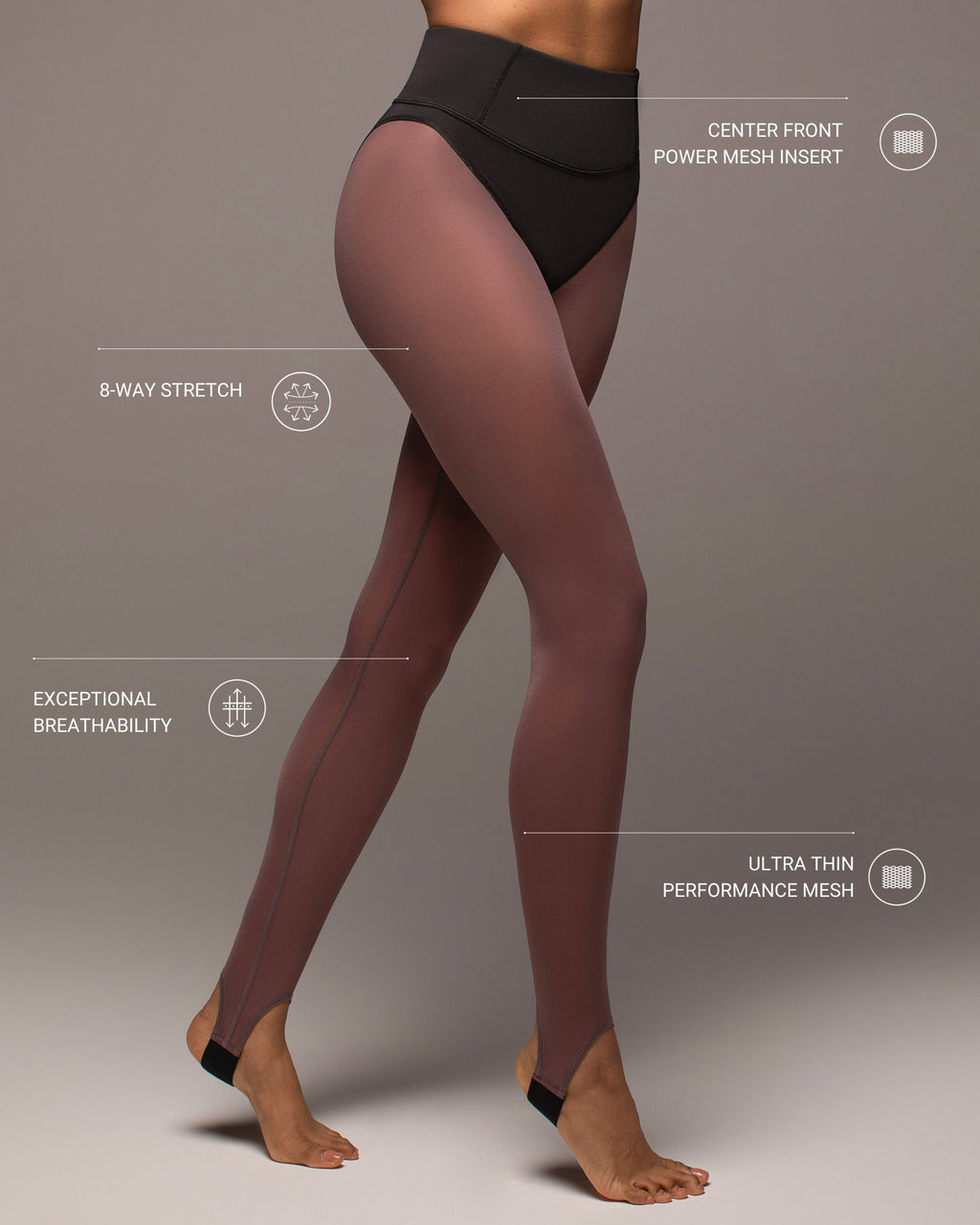 Ambient Stirrup Legging - Mauve Mist/Black