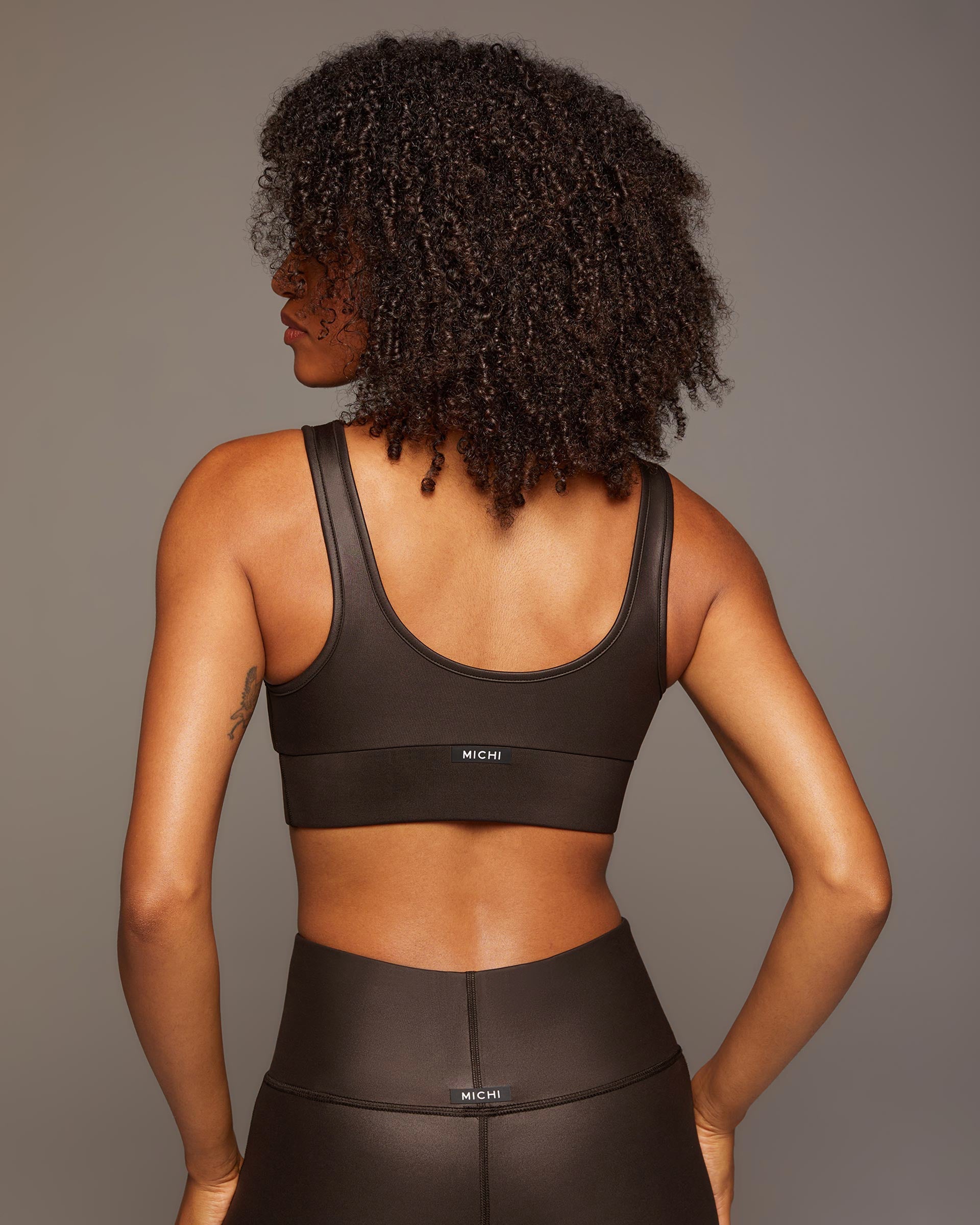 Basal Gloss Longline Bra - Dark Oak