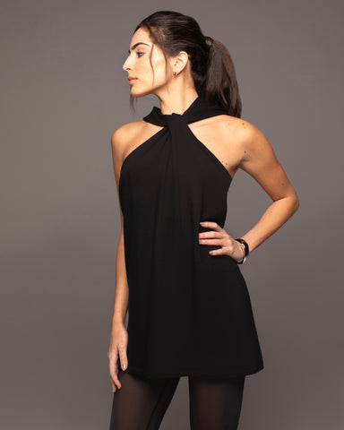 Cascata Hooded Mini Dress - Black