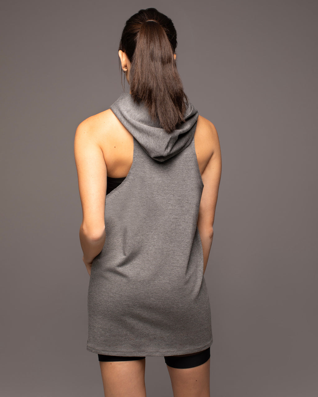 Cascata Hooded Mini Dress - Heather Grey