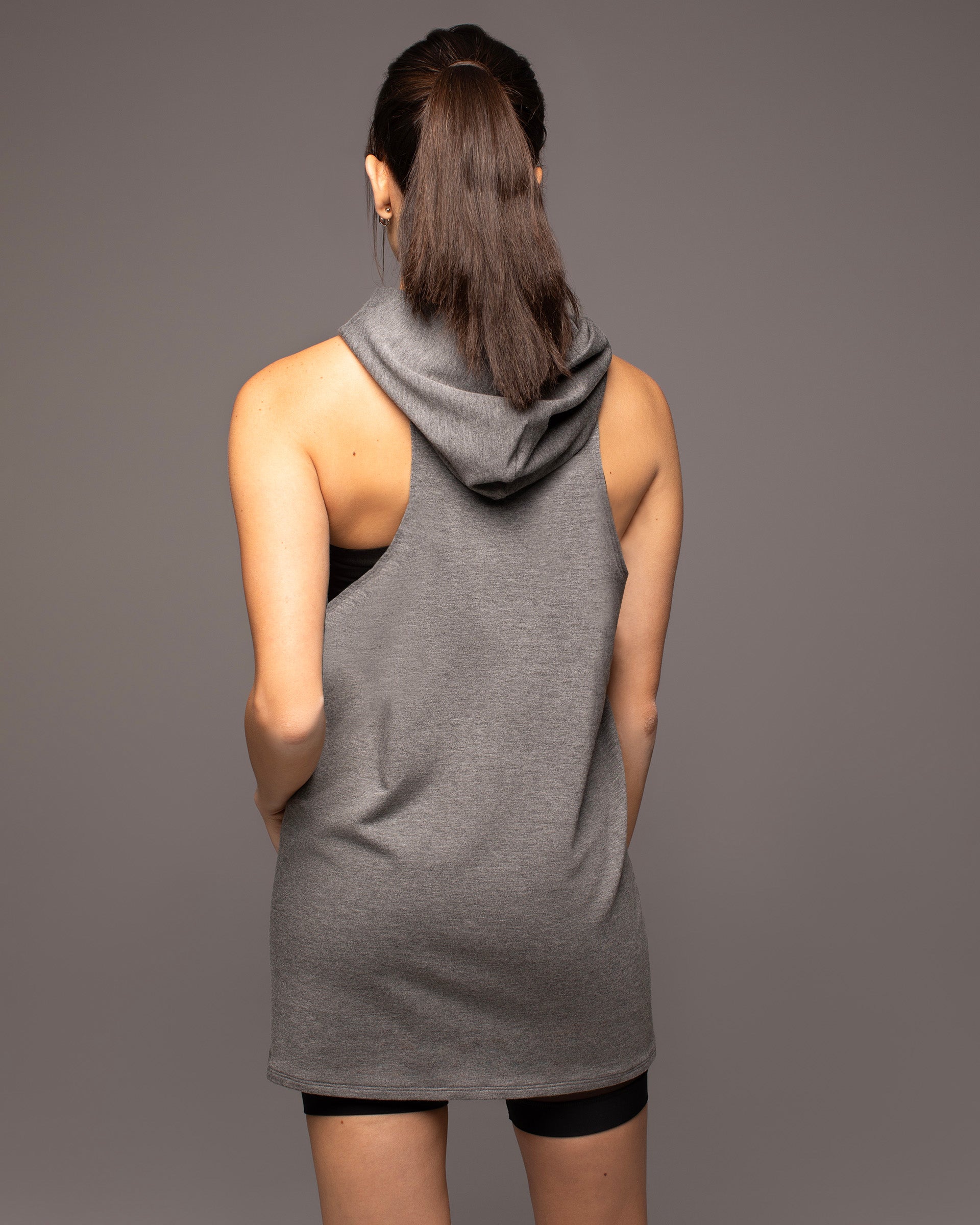 Cascata Hooded Mini Dress - Heather Grey