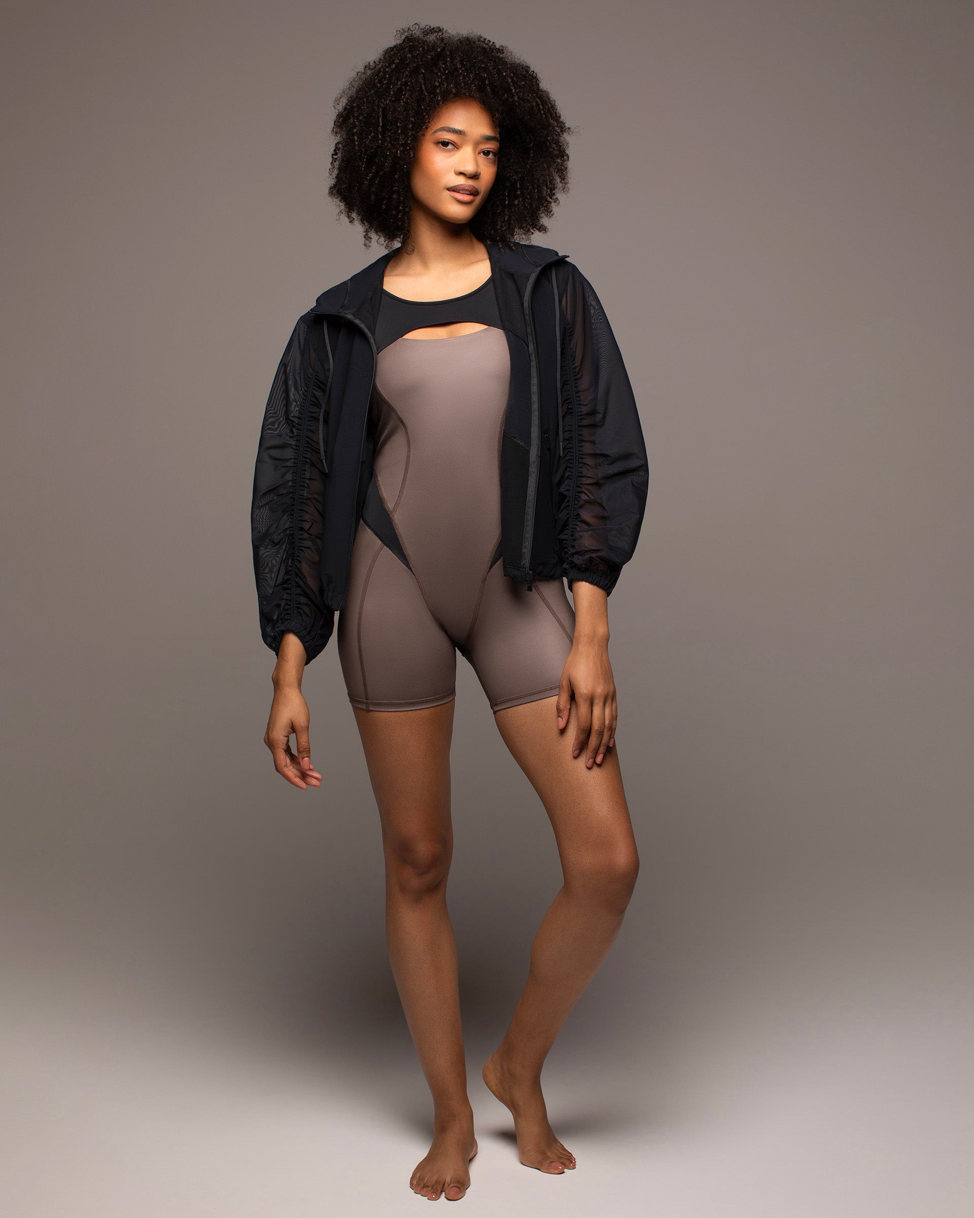 Fusion Gloss Jumpsuit - Bronzed Pewter/Black