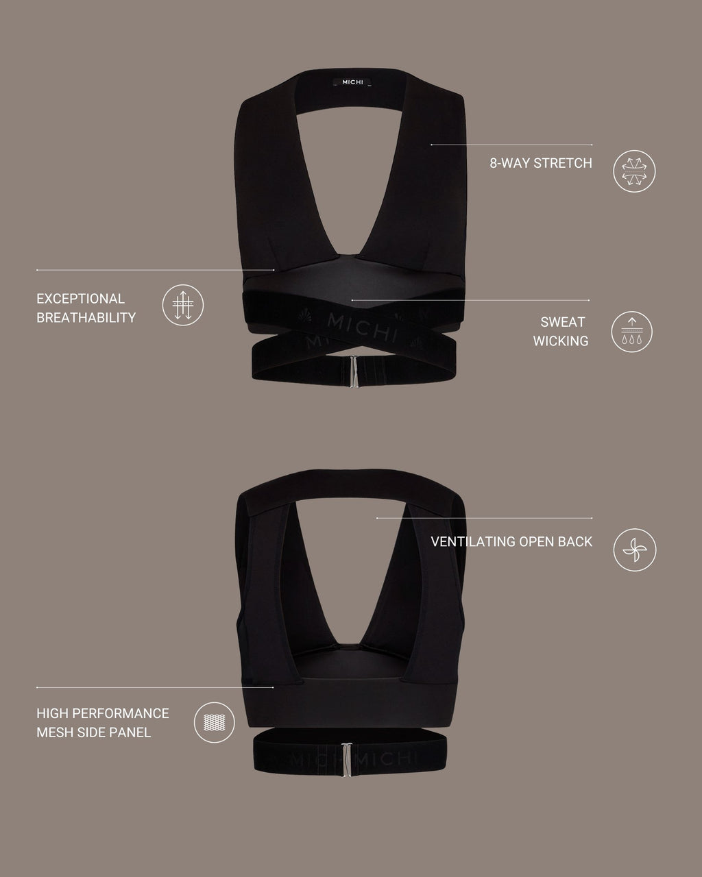 Hustle Longline Bra - Black