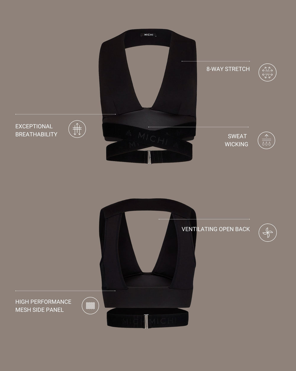 Hustle Longline Bra - Black