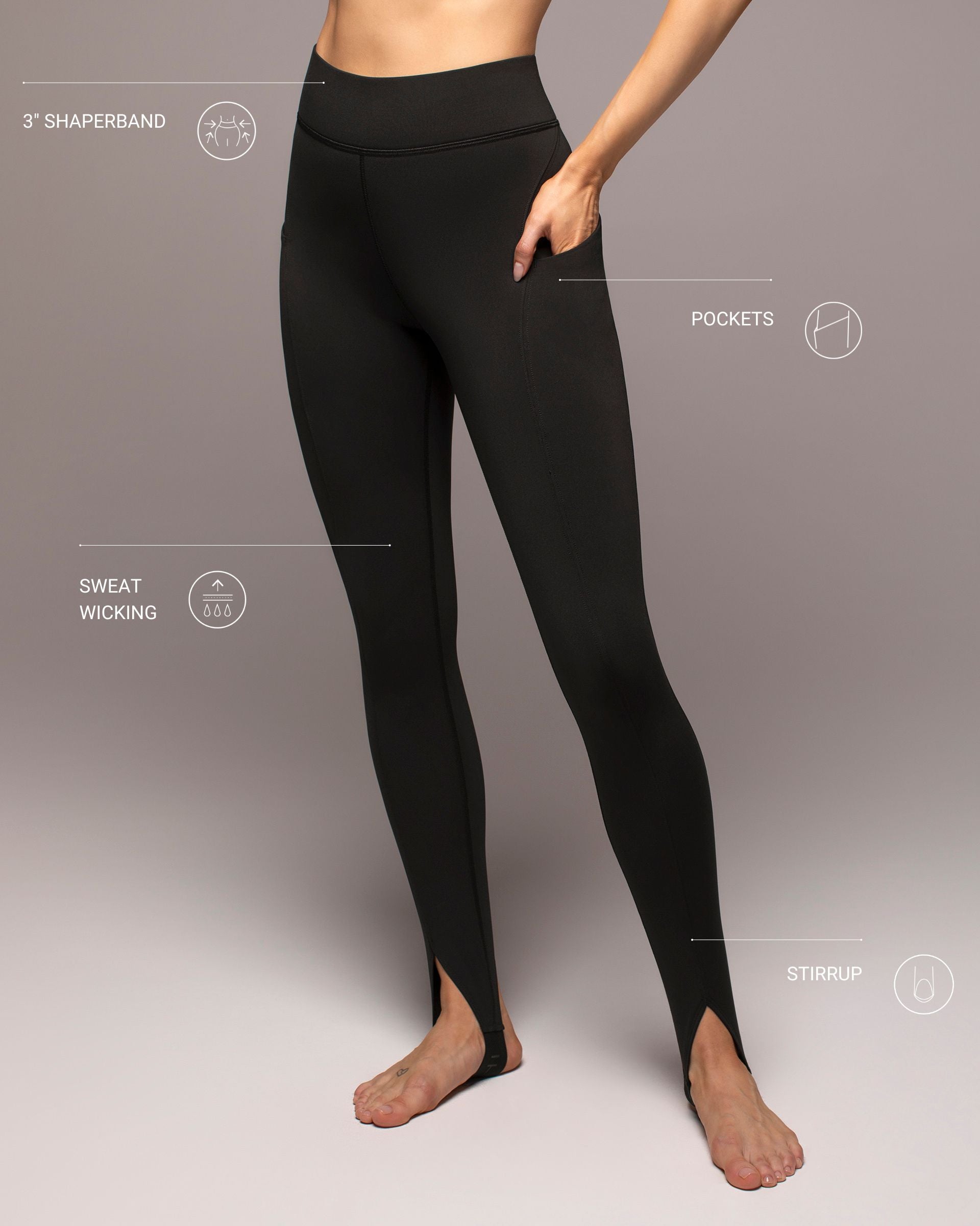 Odyssey Pocket Stirrup Legging - Black