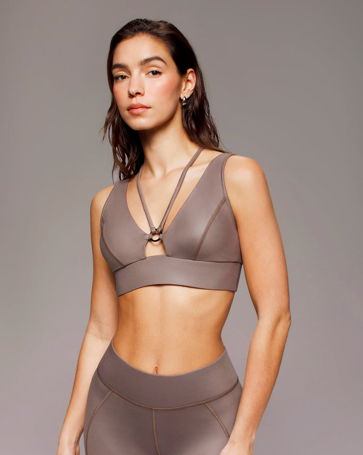 Odyssey Gloss Longline Bra - Bronzed Pewter
