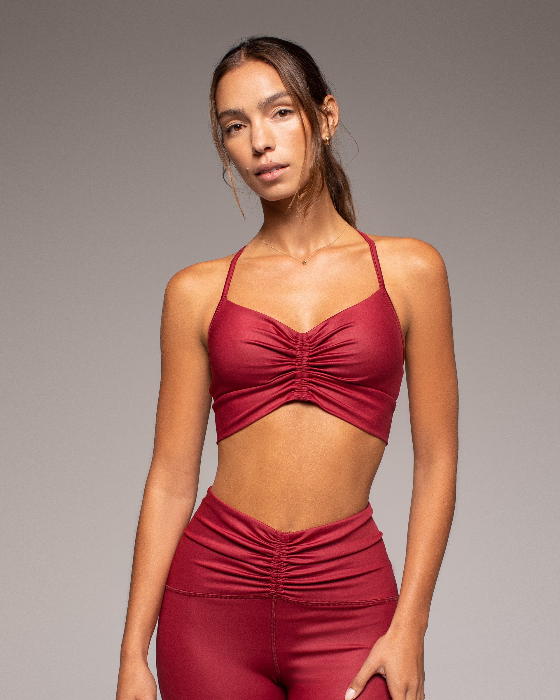 Palma Gloss Longline Bra - Cabaret Red