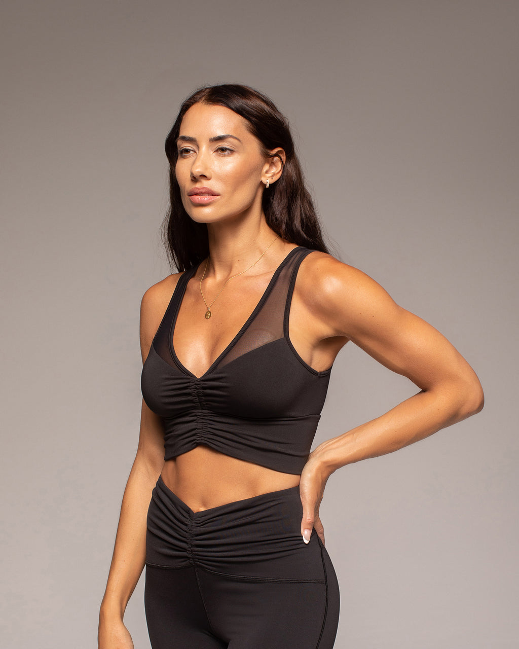 Palma Mesh Longline Bra - Black