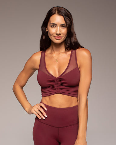 Palma Mesh Longline Bra - Bordeaux