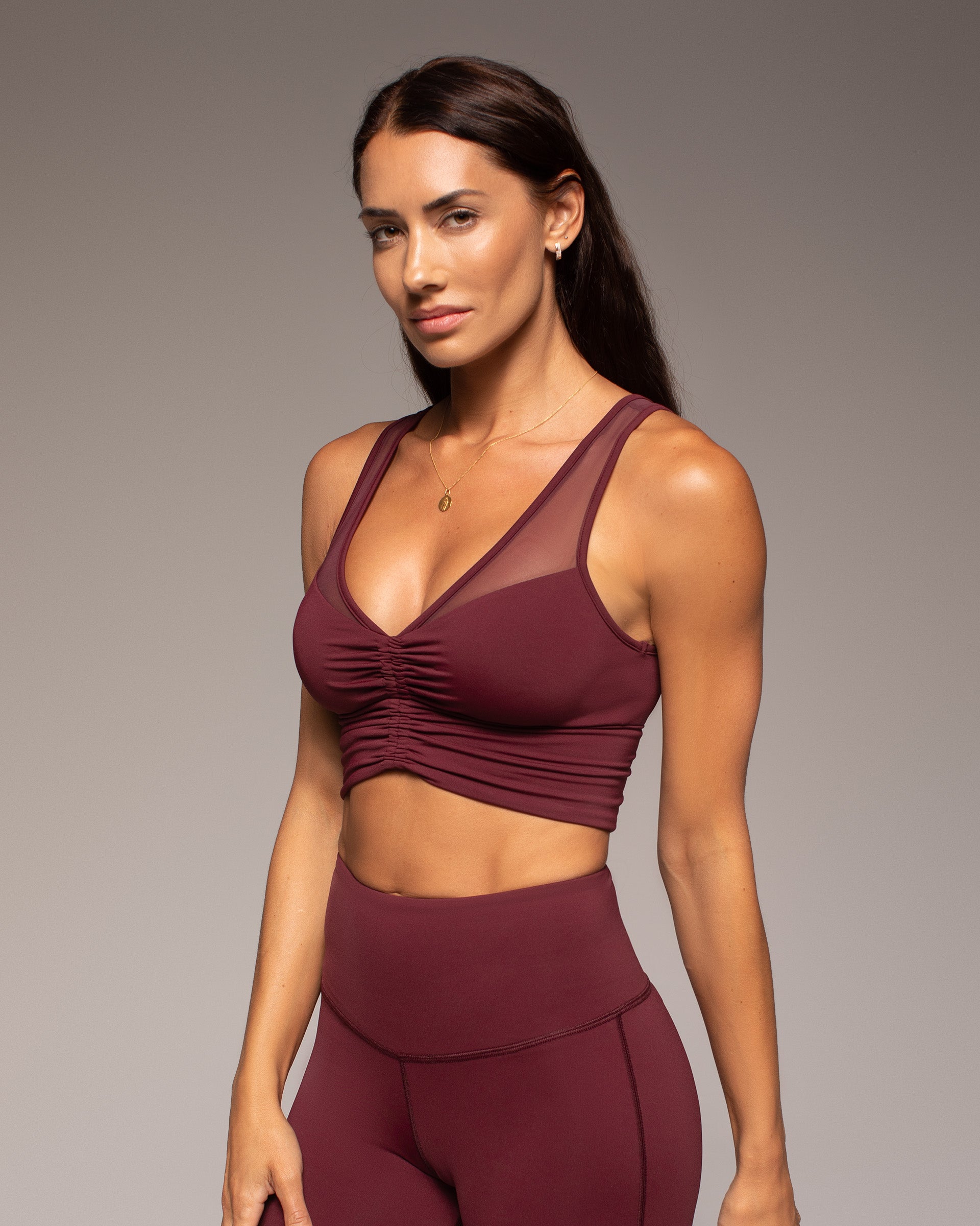 Palma Mesh Longline Bra - Bordeaux