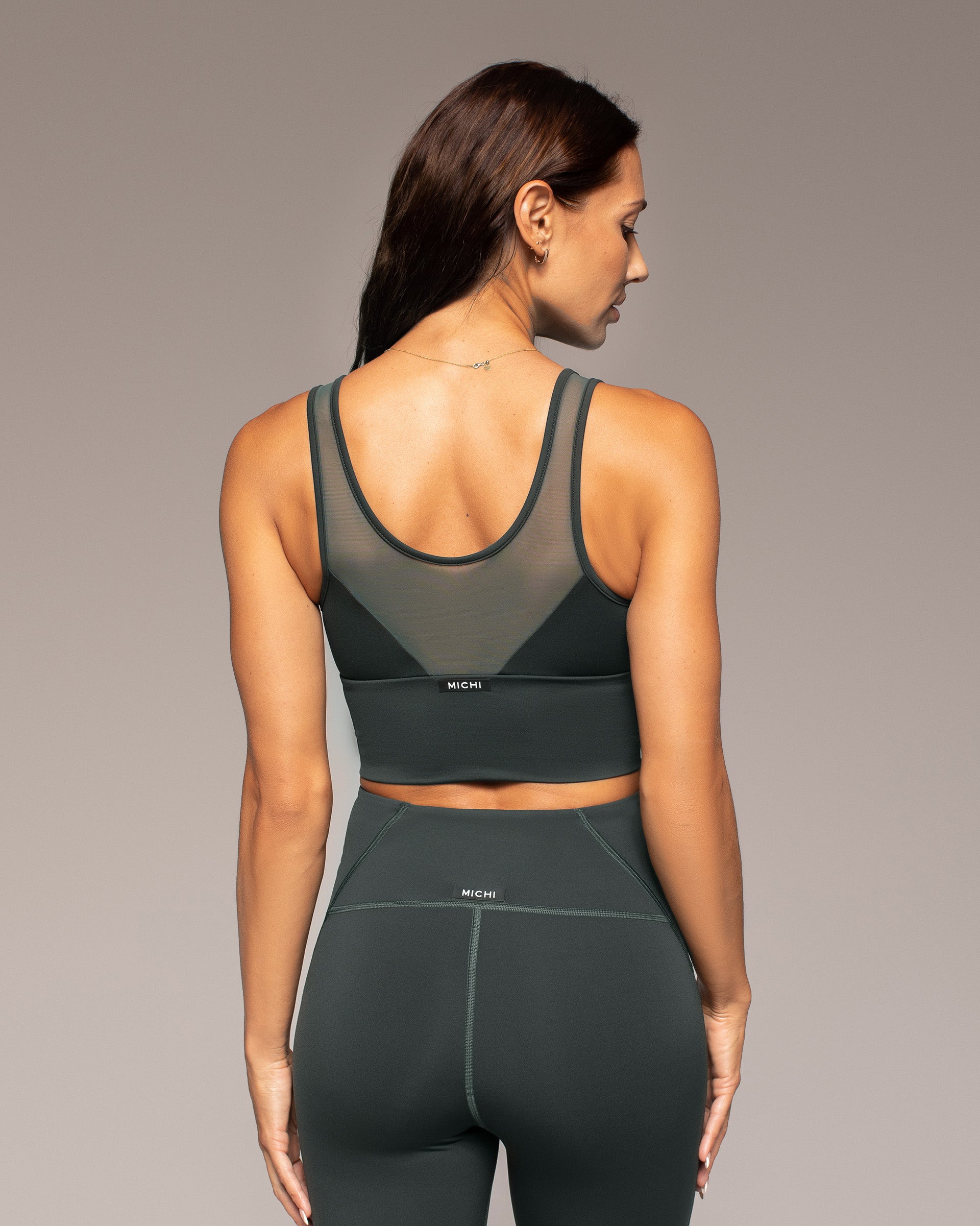 Palma Mesh Longline Bra - Forest