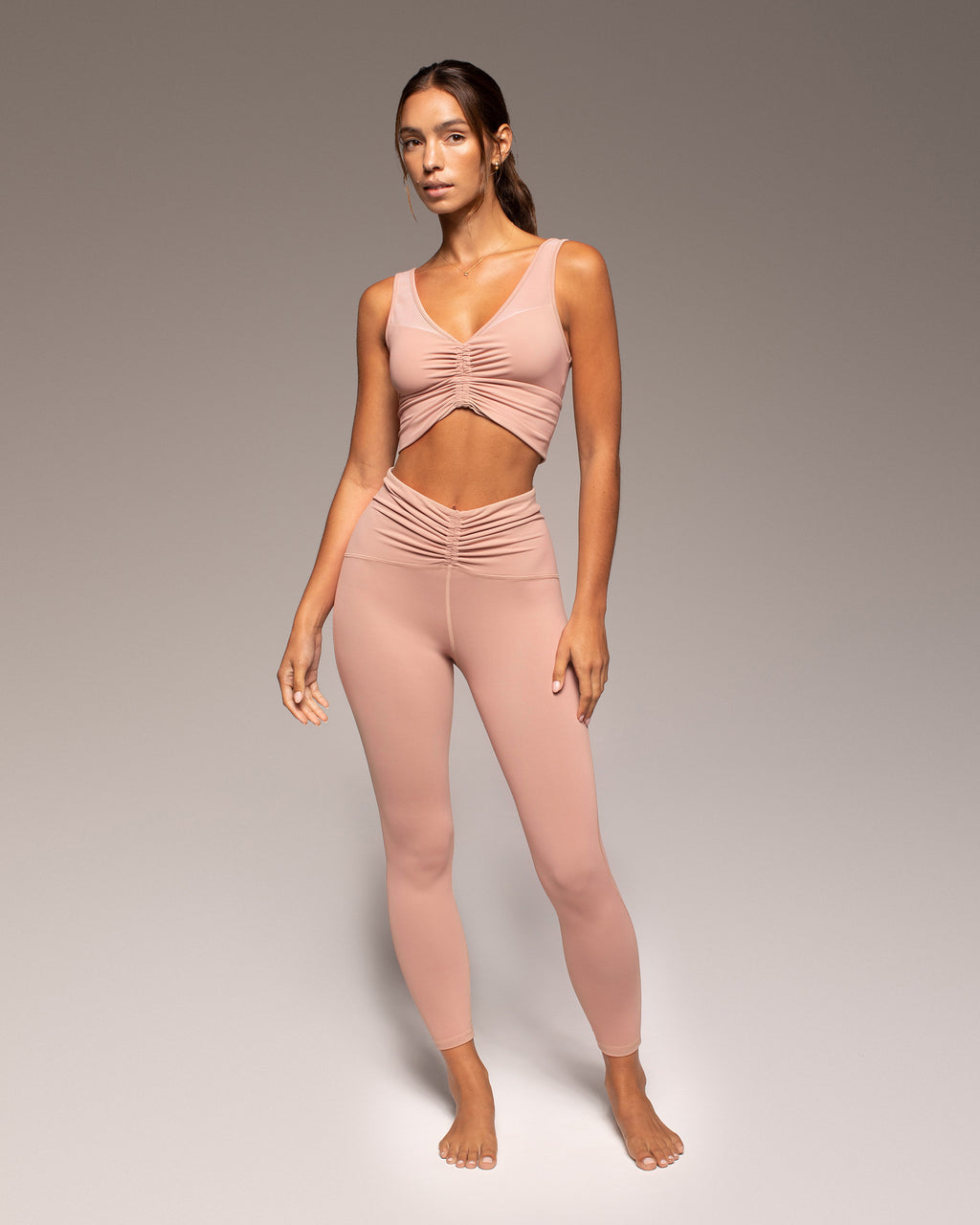 Palma Mesh Longline Bra - Nude Pink