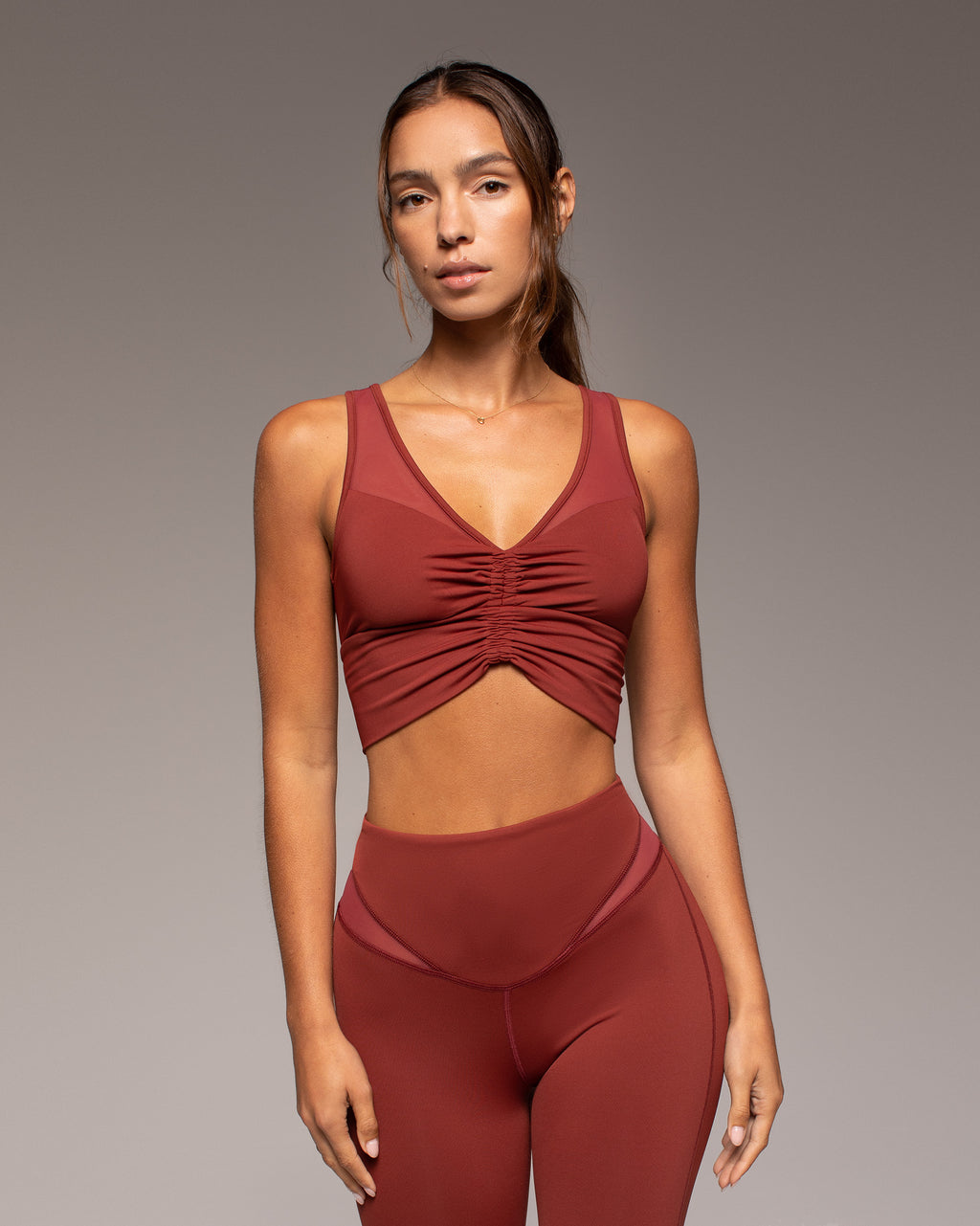 Palma Mesh Longline Bra - Terracotta
