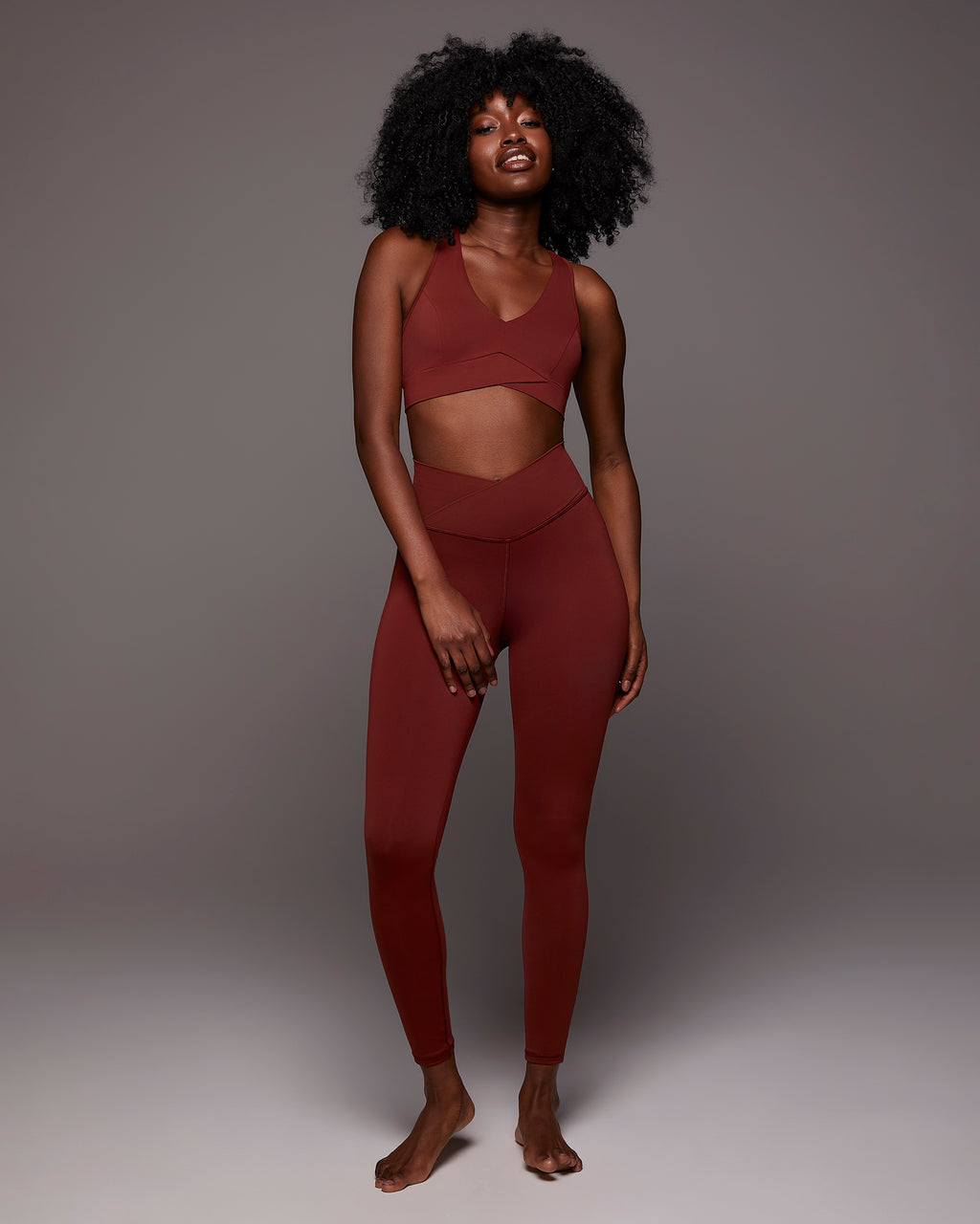 Ray V-Neck Longline Bra - Terracotta
