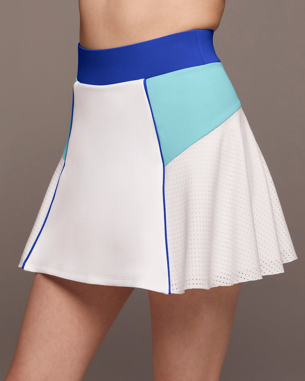 Electric Tennis Skirt w/ Shorts - White/Island Blue/Royal Blue