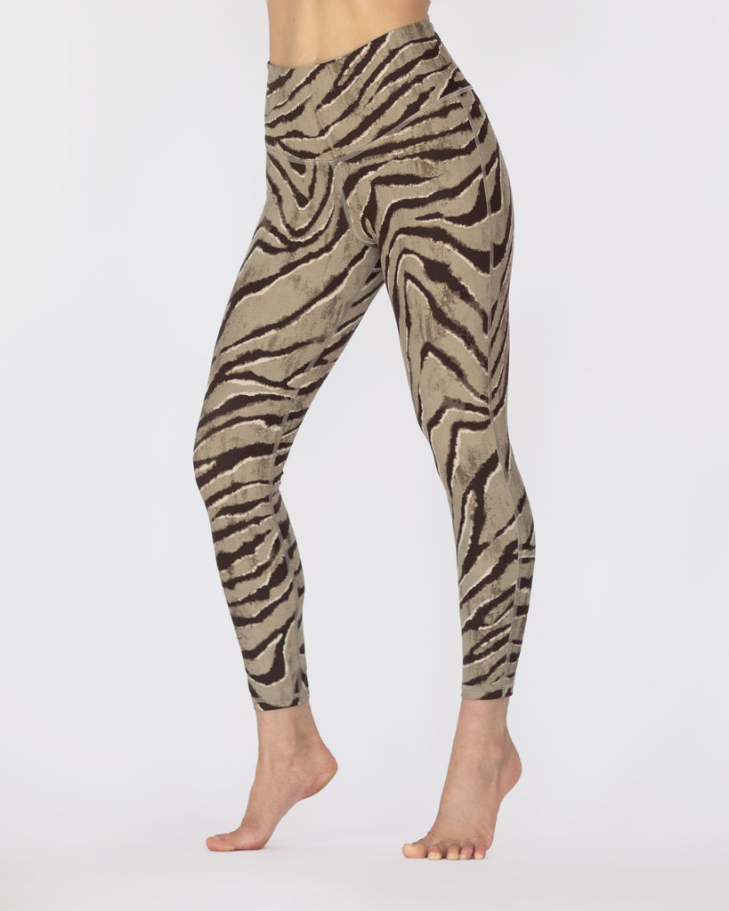 Edited ruched leggings in tiger print