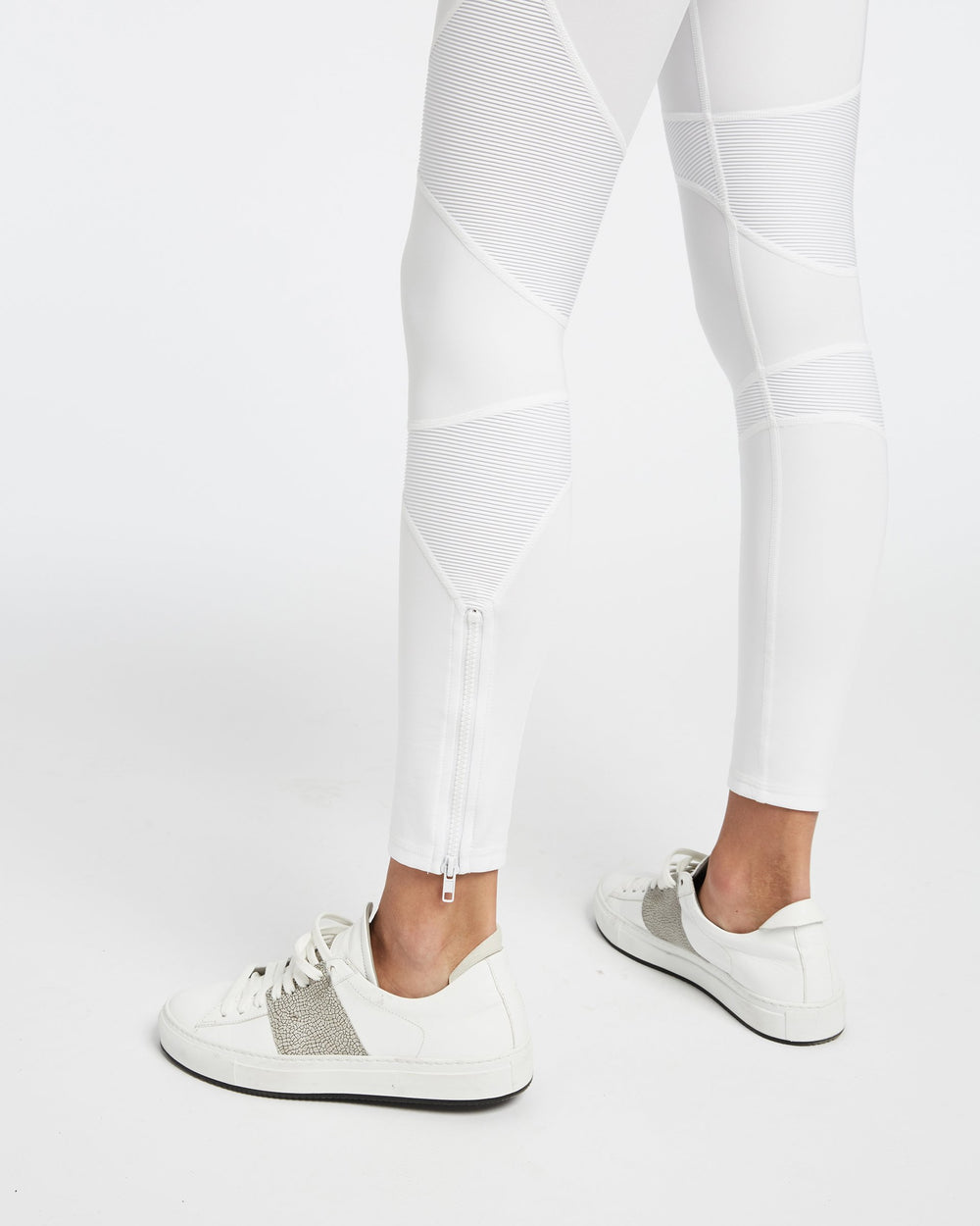Moto Zip Legging - White