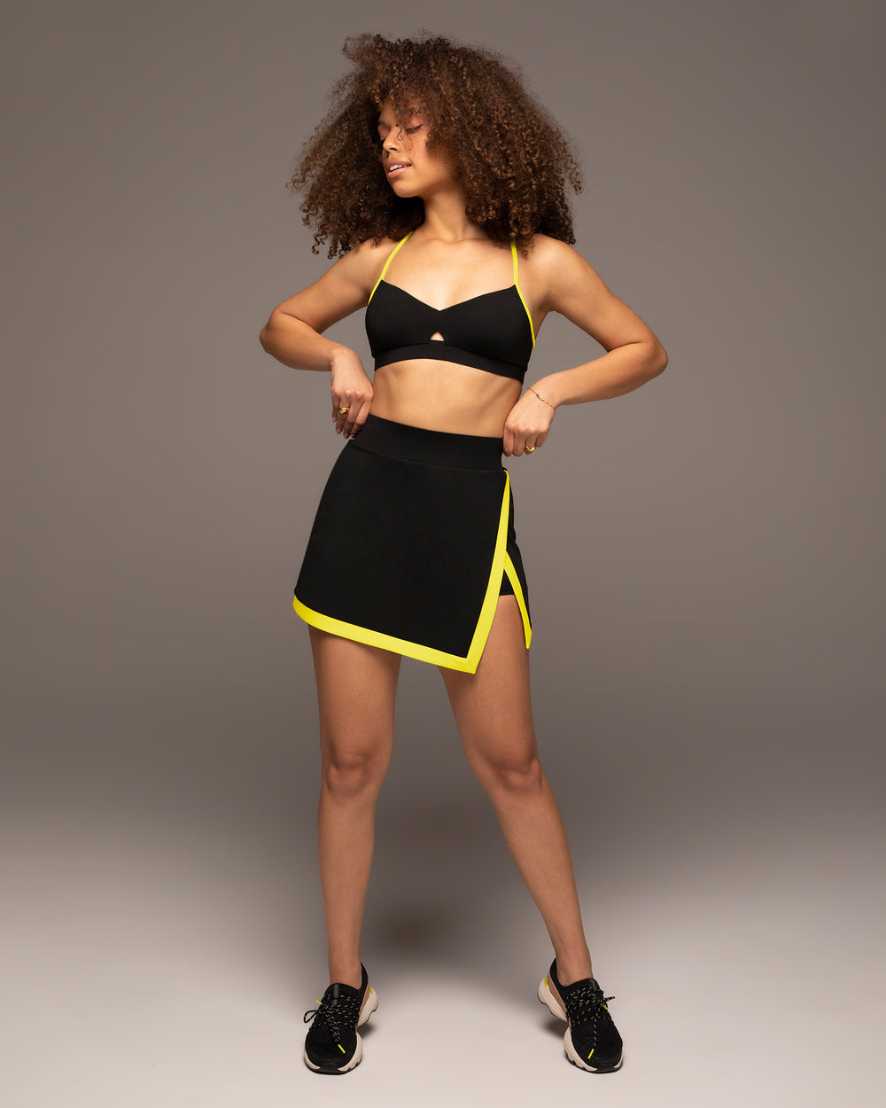 Rival Tennis Skirt W/ Shorts - Black/Limao