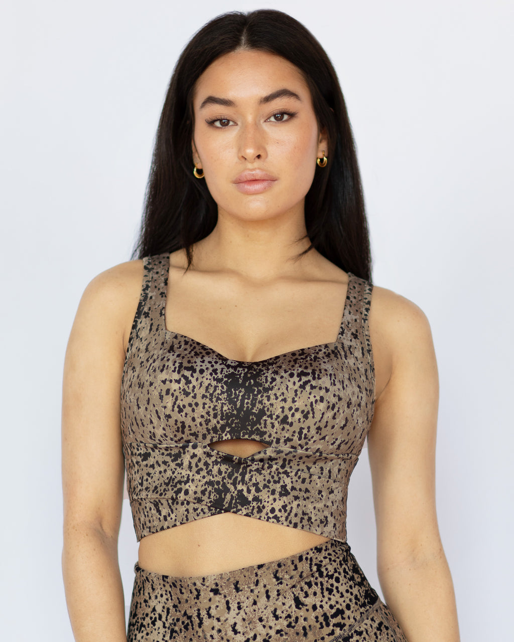 Savannah Plantae Print Longline Bra - Desert Sand