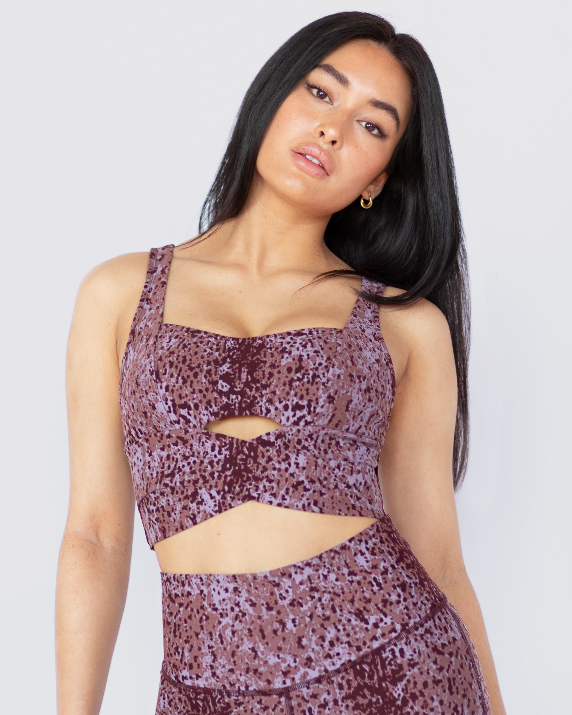 Savannah Plantae Print Longline Bra - Rosewood