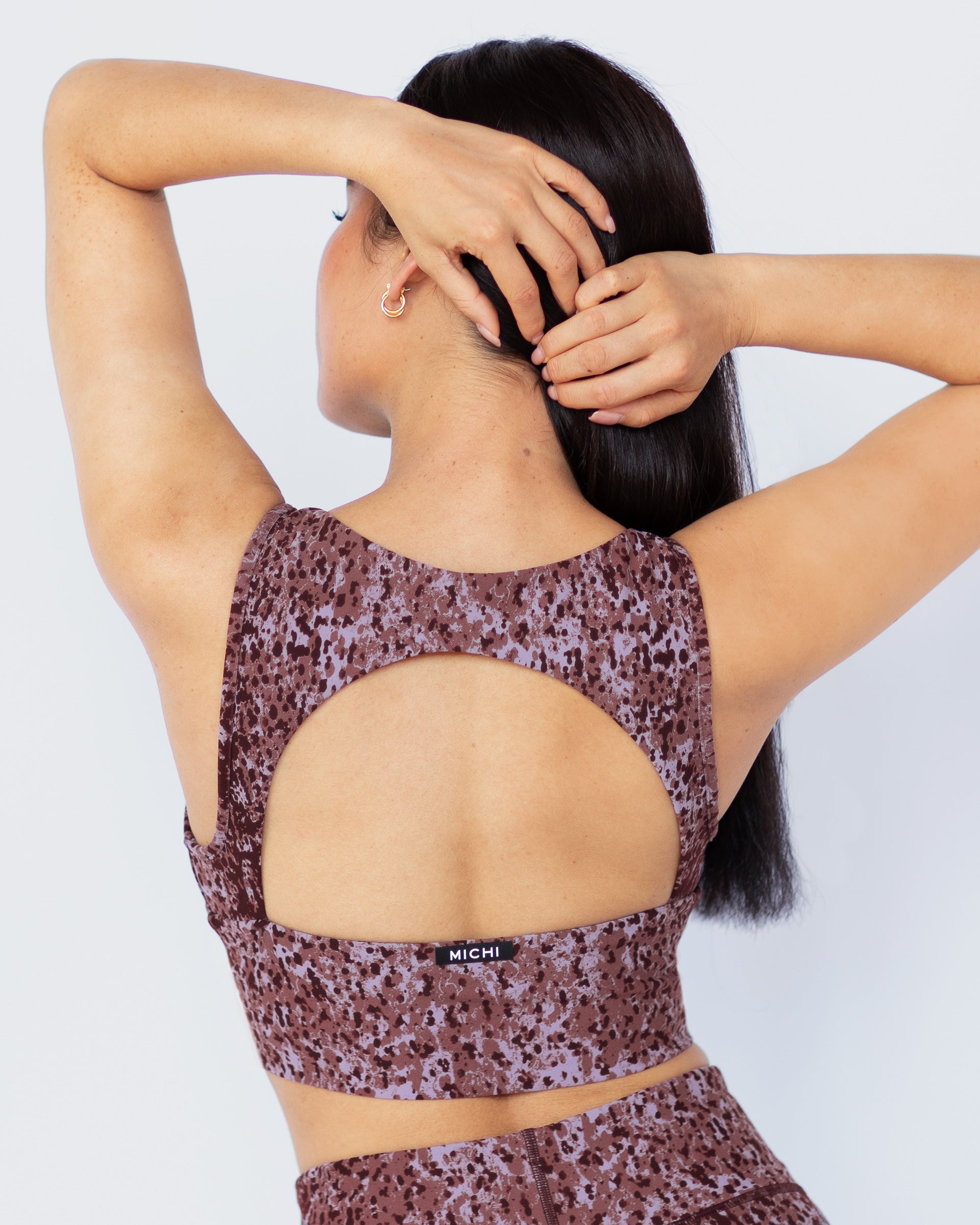 Savannah Plantae Print Longline Bra - Rosewood