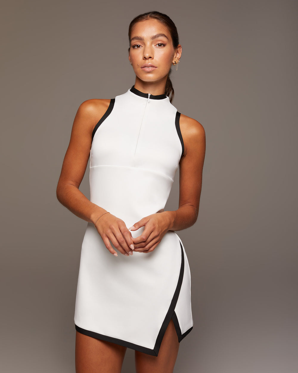 Splice Tennis Dress - White/Black