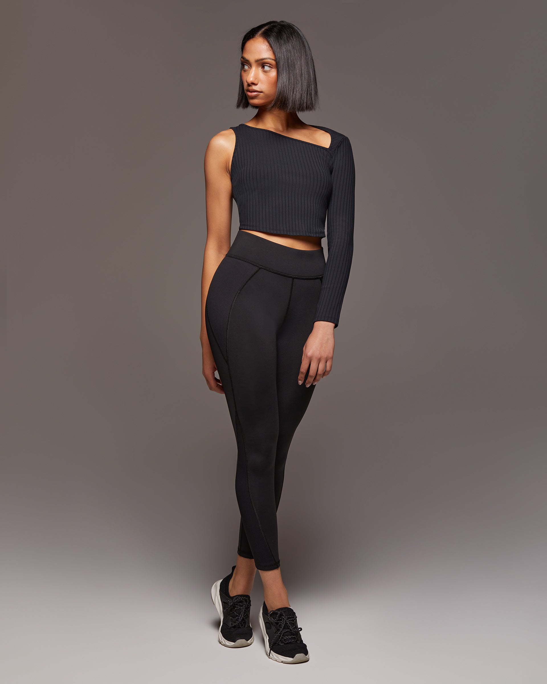 Tigress Long Sleeve Crop Top - Black